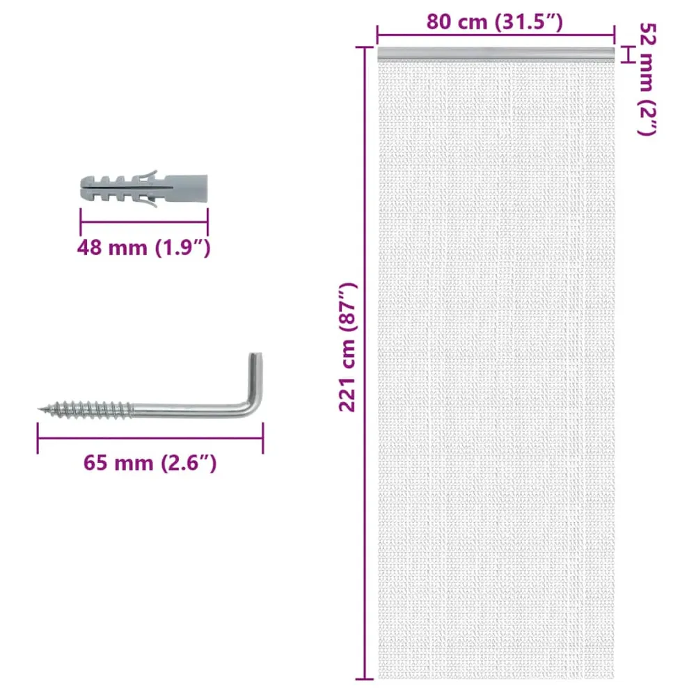 vidaXL alumínium láncos ajtószúnyogháló 80 x 221 cm