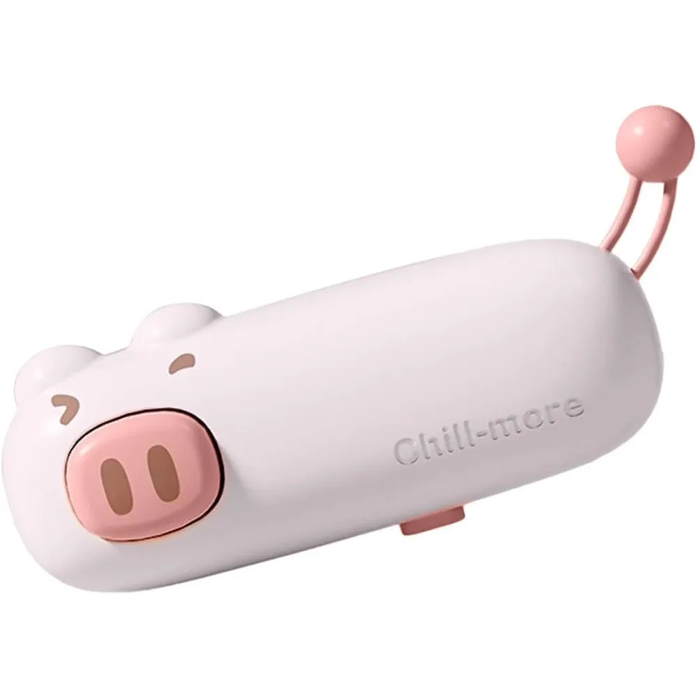 Csomagolás lezáró készülék, Vivimall, USB Type C töltés, 400 mAh, 10.2 x 3.7 x 4.3 cm, Malac modell, Rózsaszín