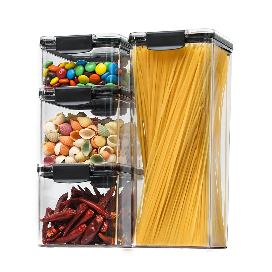 4 darab műanyag tárolóedény készlet, Vivimall, élelmiszerekhez/tárgyakhoz, légmentesen záródó, 1 x 460 ml, 2 x 700 ml, 1 x...
