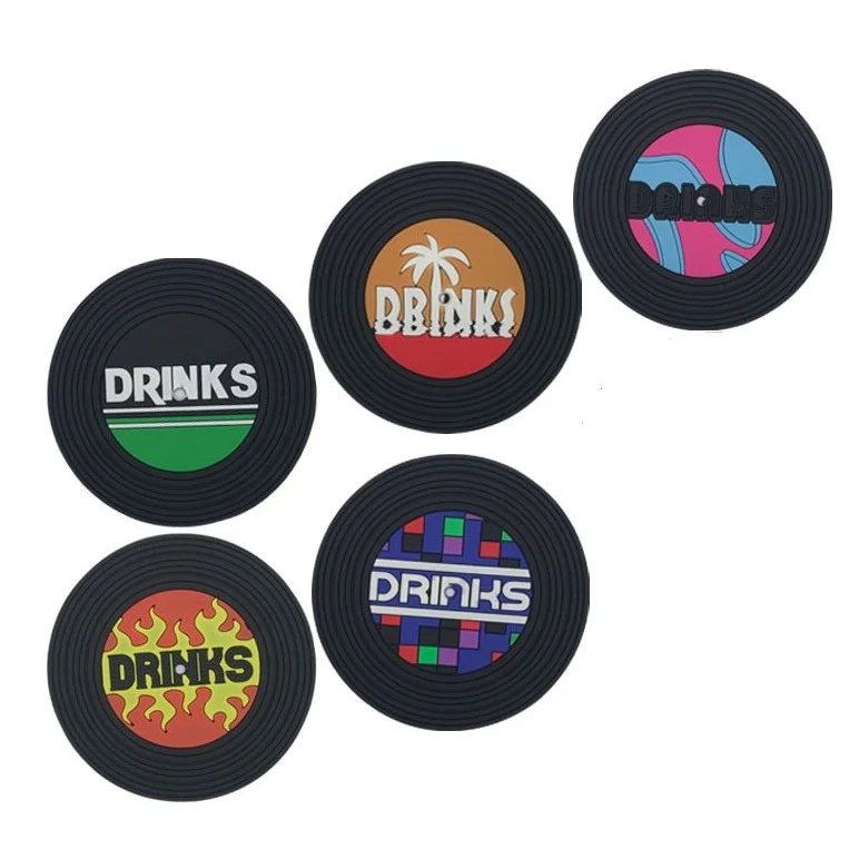 5 darab poháralátét készlet, Filppy, PVC, 9 cm átmérő, hőálló, többszínű