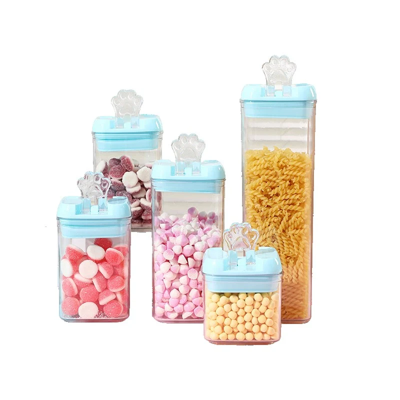 5 db-os Élelmiszertároló Doboz Készlet, Vivimall, 1 x 500 ml, 2 x 800 ml, 1 x 1200 ml, 1 x 1900 ml, Kék Tetővel, PP+PET An...
