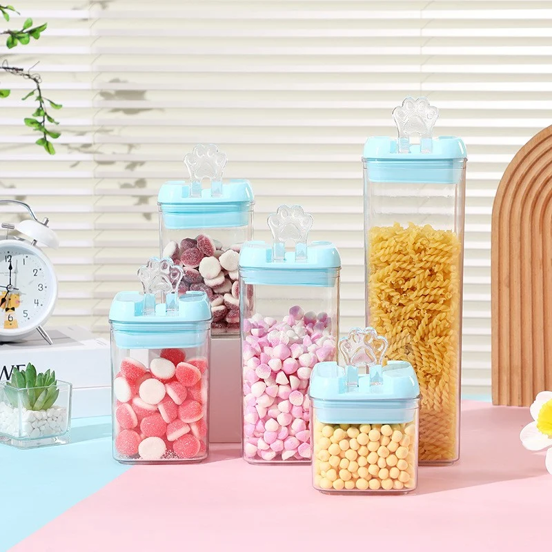 5 db-os Élelmiszertároló Doboz Készlet, Vivimall, 1 x 500 ml, 2 x 800 ml, 1 x 1200 ml, 1 x 1900 ml, Kék Tetővel, PP+PET An...