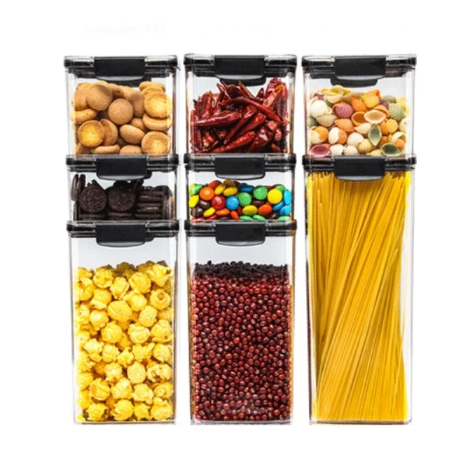 8 db-os műanyag tárolóedény készlet, Vivimall, élelmiszerekhez/tárgyakhoz, légmentesen záródó, 2 x 460 ml, 3 x 700 ml, 2 x...