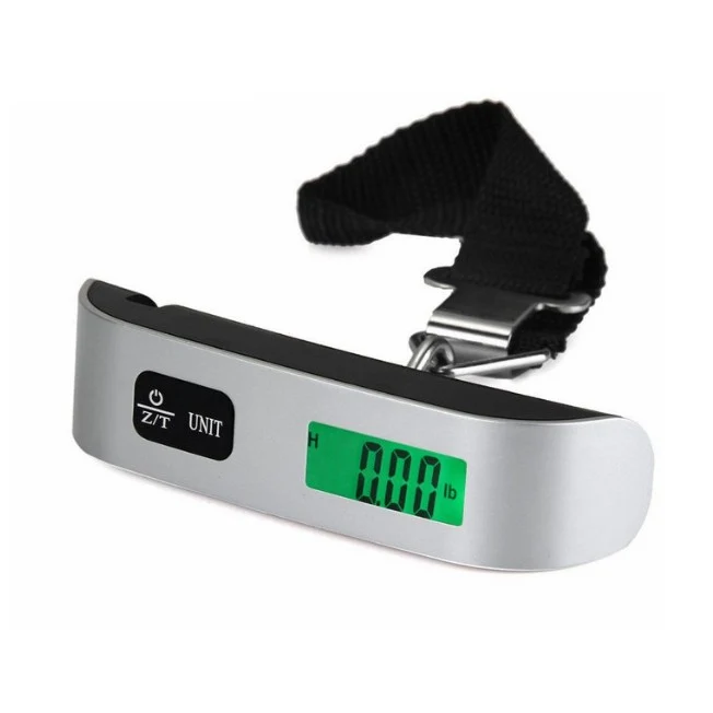 Digitális Kézi Mérleg Szíjjal, Vivimall, Hordozható Mérleg, Poggyászmérés, 50 kg Kapacitás, Tára Funkció, 12.5 x 2.8 x 2.8...