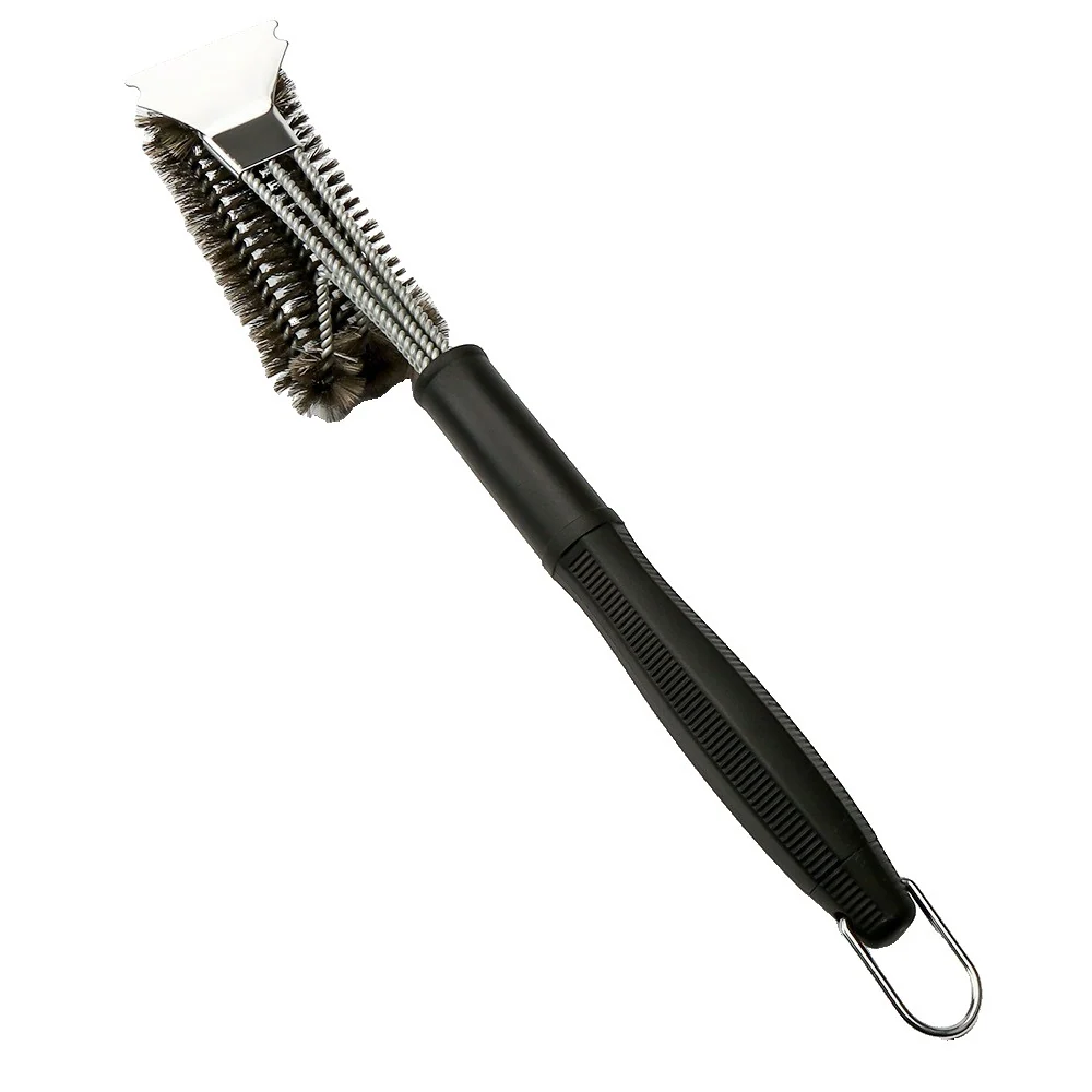 Drótkefe grillhez, Vivimall, 45 cm nyél, rozsdamentes acél, 45X7X10, fekete