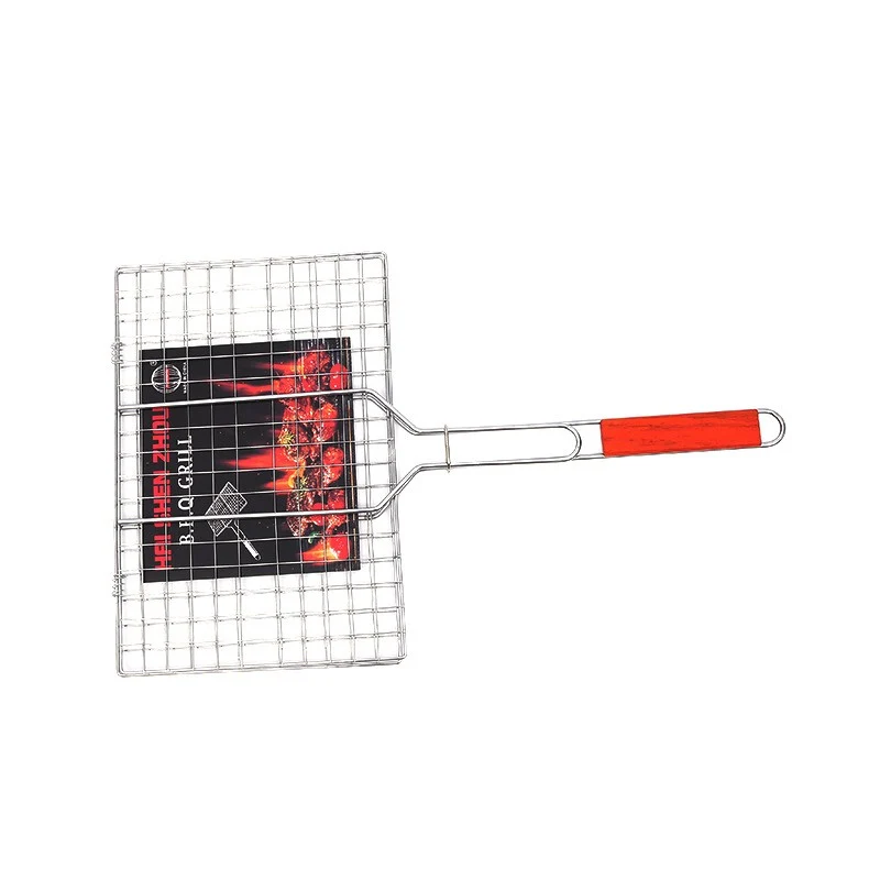 Grill halhoz és húshoz, Vivimall, hasznos felület 32x19 cm, rozsdamentes acél, fogantyúval, hordozható, ezüst