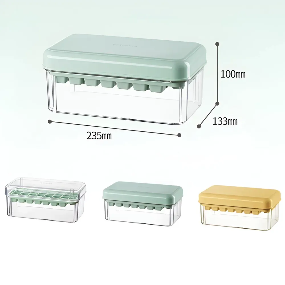 Jégkocka készítő szett, Vivimall, Otthoni használatra, 1 jégkockatálca, légmentesen záródó fedél, lapát, 23,5x13,3x10 cm,...