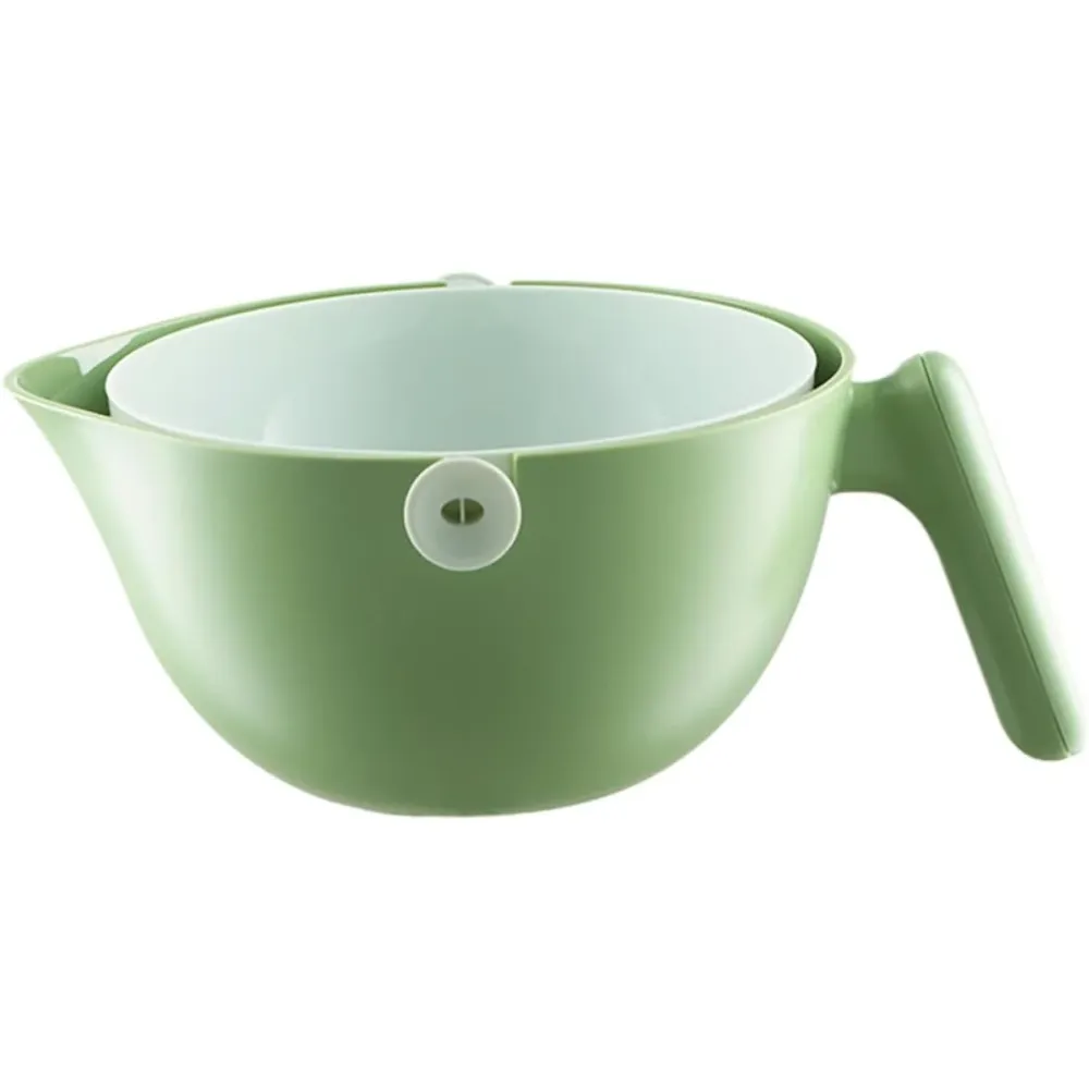 Kétrétegű Tál, Vivimall, Gyümölcsök és Zöldségek Számára, Vízleeresztő Kosárral, 2L, ABS+PP, 29.9 x 22.5 x 11.8 cm, Zöld-F...