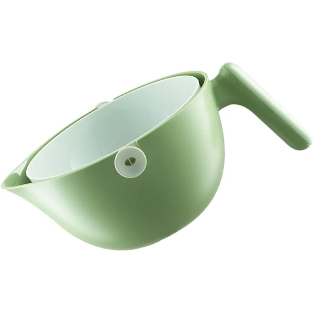 Kétrétegű Tál, Vivimall, Gyümölcsök és Zöldségek Számára, Vízleeresztő Kosárral, 2L, ABS+PP, 29.9 x 22.5 x 11.8 cm, Zöld-F...