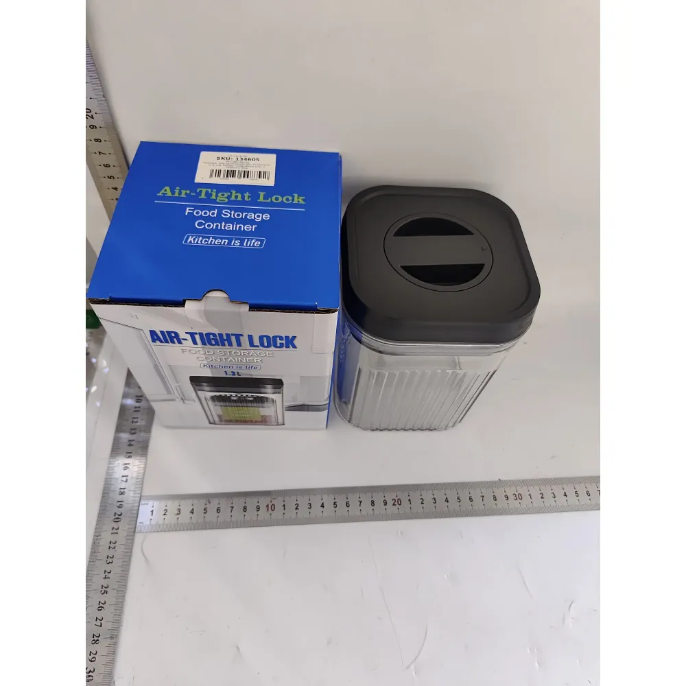 Élelmiszer Tároló Doboz, Vivimall, Konténer típusú, 1.3L, Gabonatároló Edények Konyhába, Átlátszó Fekete Tetővel
