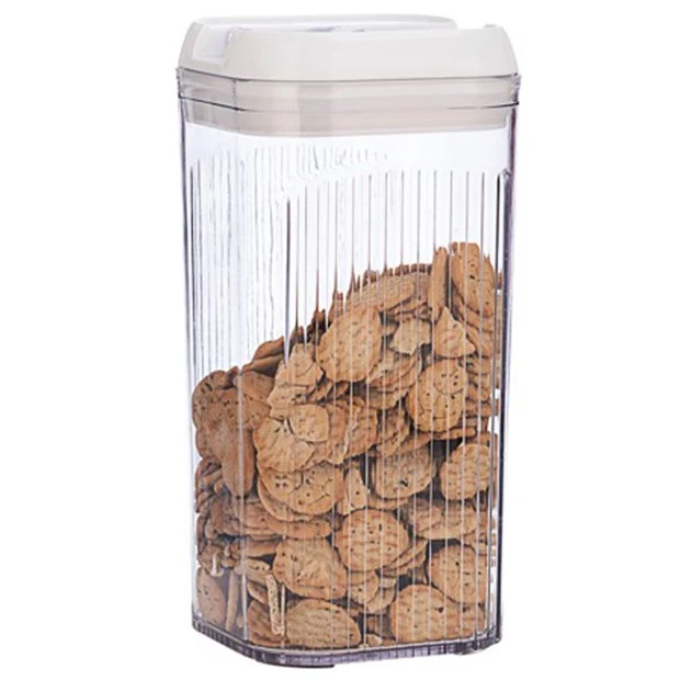 Élelmiszer Tároló Doboz, Vivimall, Konténer Típusú Doboz, 2.5L, 12.5x12.5x26 cm, Gabonafélék Tároló Edénye Konyhába, Átlát...