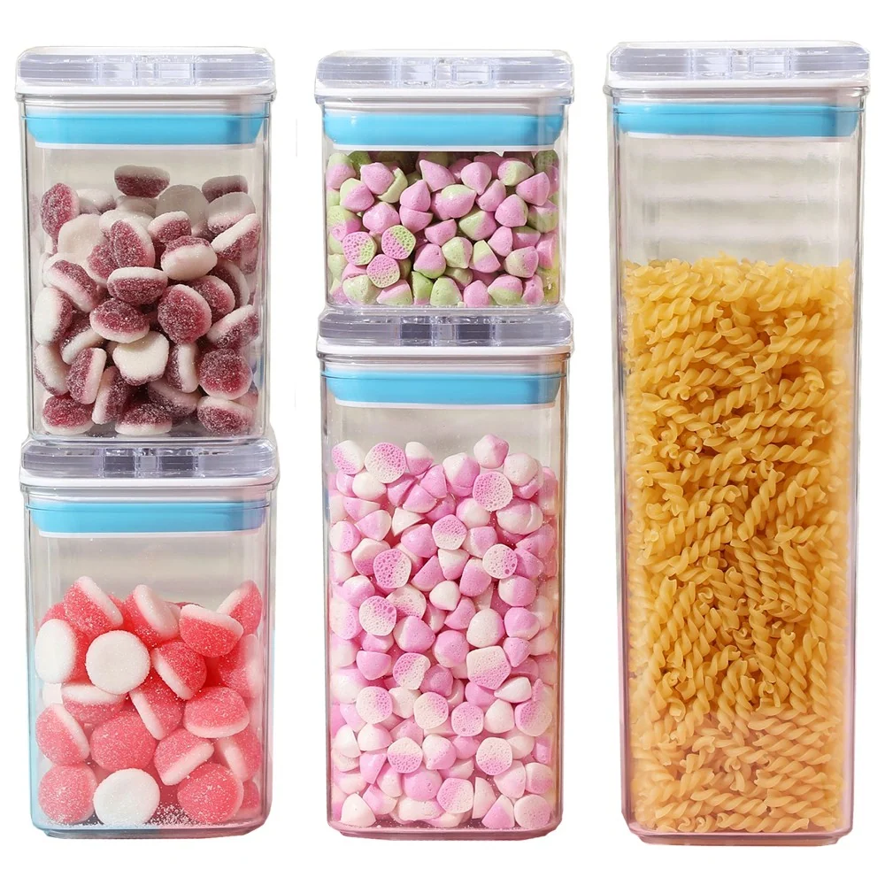 Élelmiszer Tároló Dobozok, Vivimall, 5 db-os Konténer Szett, 1x0.5 l, 2x0.8 l, 1x1.2 l, 1x1.9 l, Gabona Tároló Edények Kon...