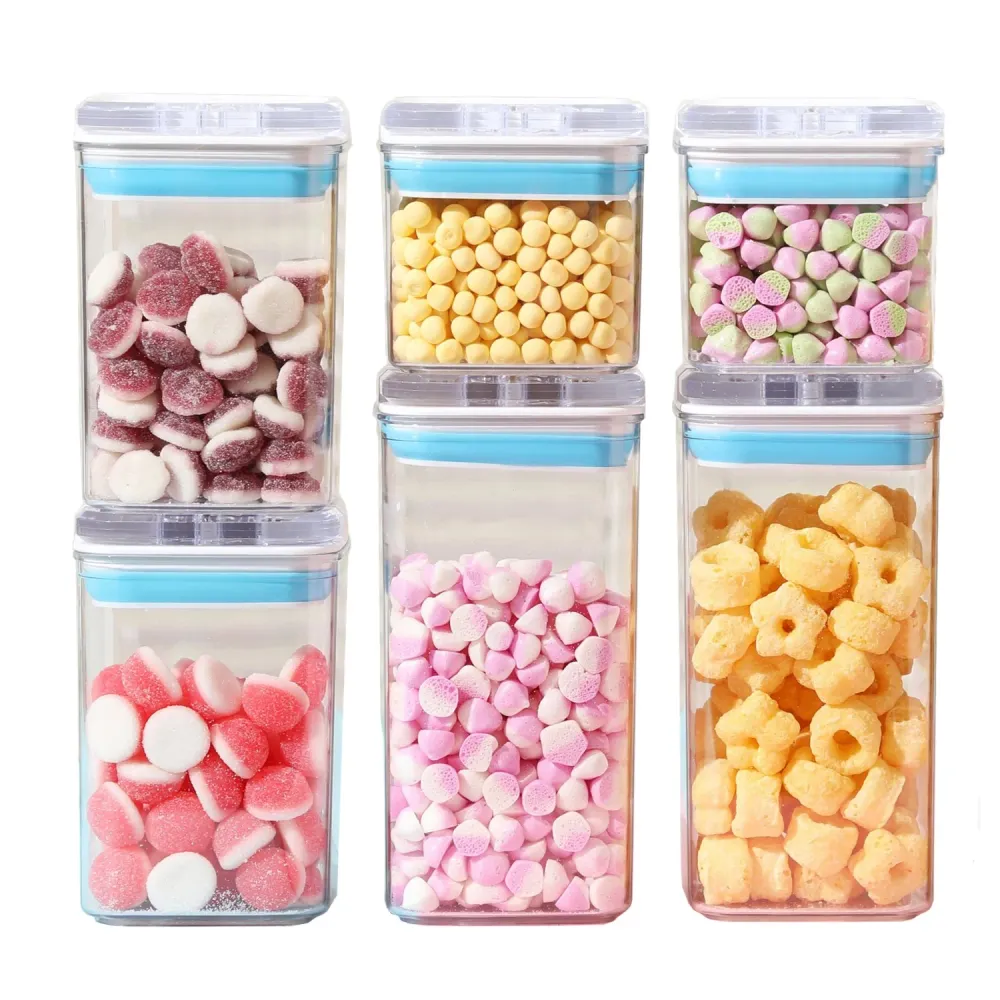 Élelmiszertartó dobozok, Vivimall, 6 darabos készlet, 2x0.5 l, 2x0.8 l, 2x1.2 l, konyhai gabonatároló edények, átlátszó, k...