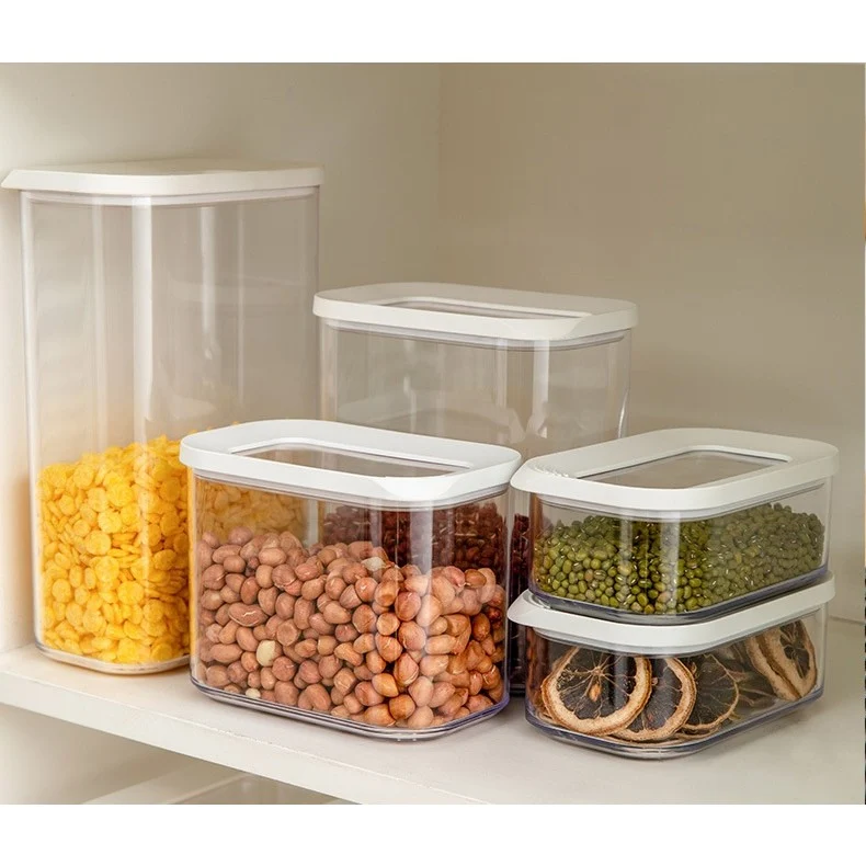 Élelmiszertároló doboz, Vivimall, 450 ml, fehér fedél, ABS+szilikon, 14,5 x 9 x 6 cm, átlátszó