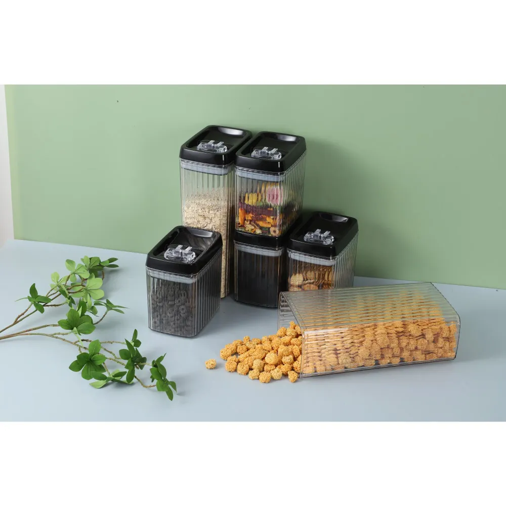 6 db műanyag tartály, Vivimall, élelmiszerekhez/tárgyakhoz, légmentes záródás, hullámos textúra, 6 x 1,5l, átlátszó