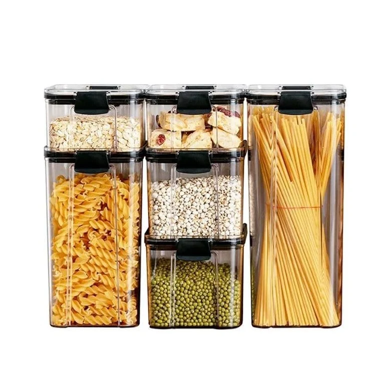 6 db műanyag tartálykészlet, Vivimall, élelmiszerekhez/tárgyakhoz, légmentesen záródó, 2 x 460 ml, 2 x 700 ml, 1 x 1300 ml...