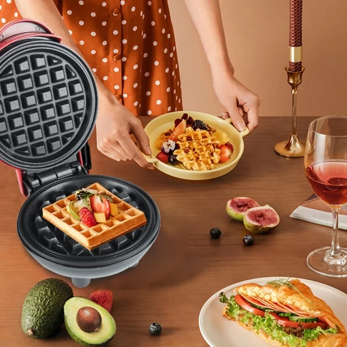 Mini gofrisütő, Vivimall, többfunkciós, otthoni és utazási célra, kompakt, könnyen szállítható és tárolható, 18x14.5x9.3 c...