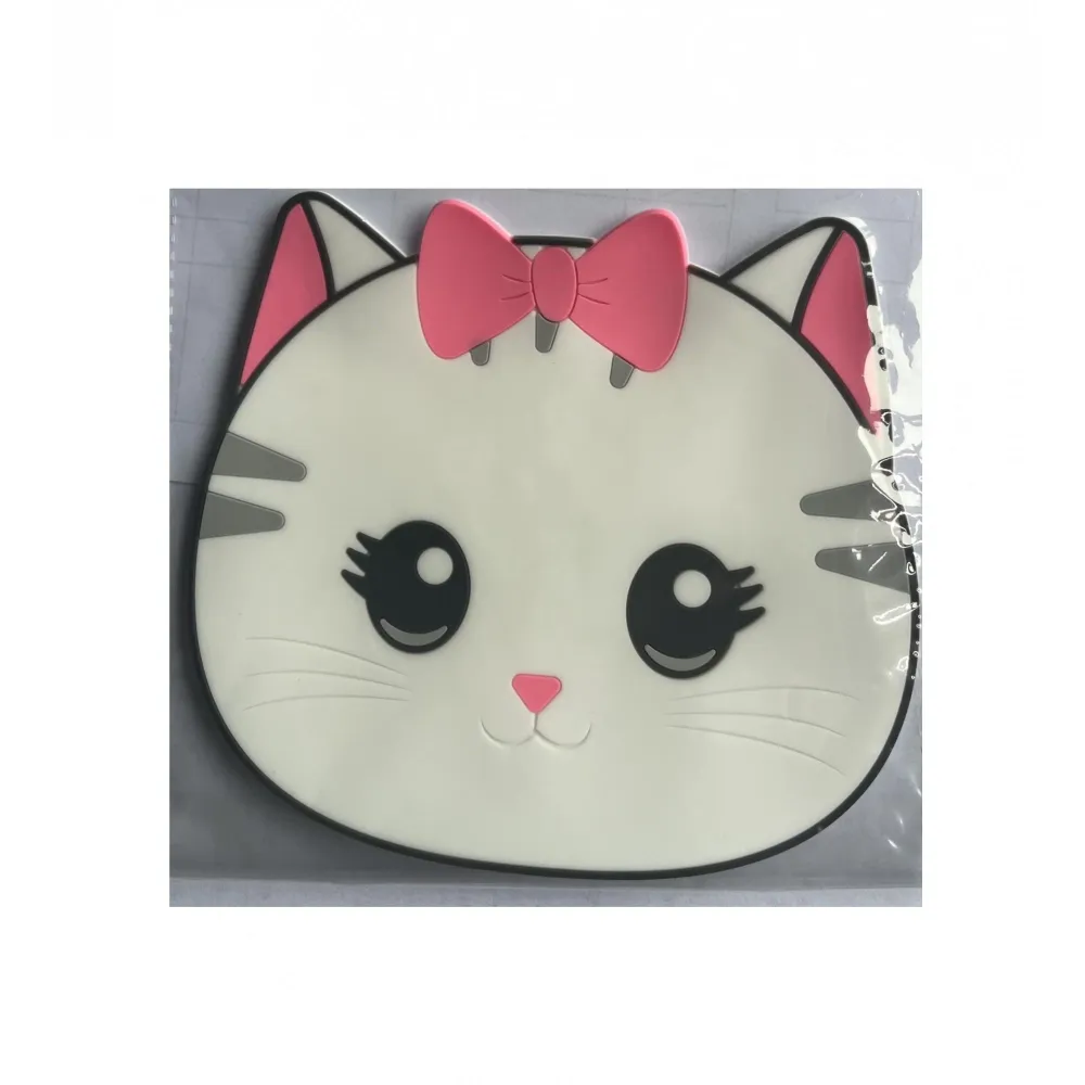 Poháralátét, Vivimall, Cicaminta modell, PVC, 15,5 x 15,5 cm, Hőálló, Fehér/Rózsaszín