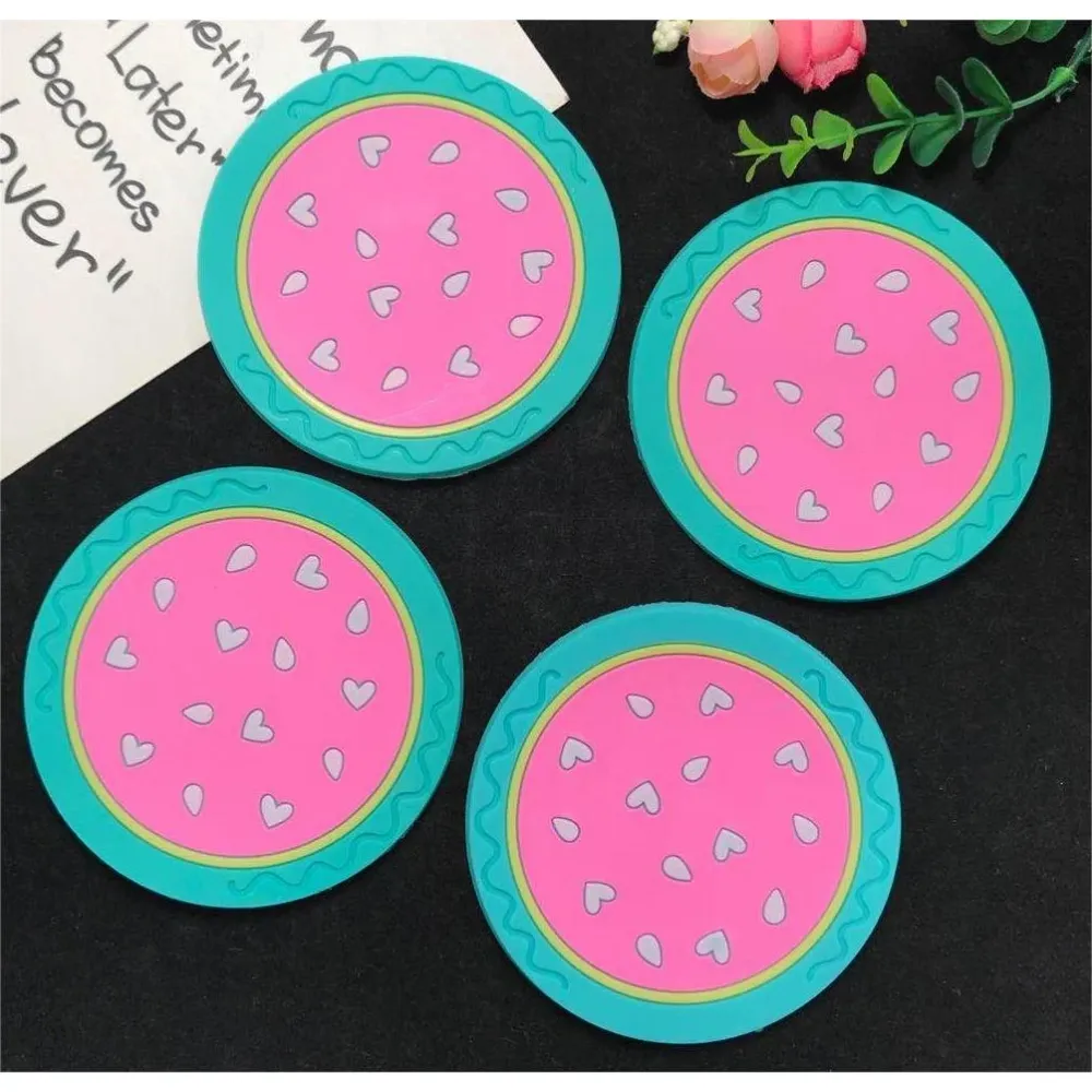 Poháralátét, Vivimall, Dinnye minta, PVC, 10 cm, Hőálló, Zöld/Rózsaszín