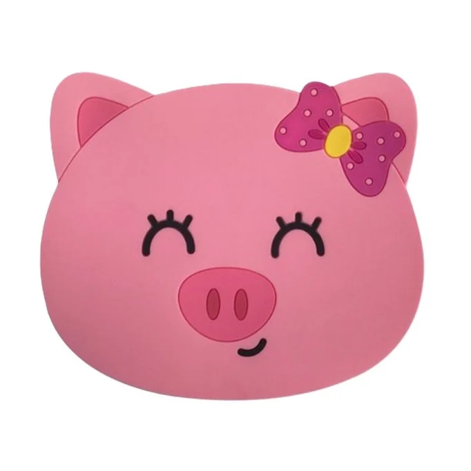 Poháralátét, Vivimall, Malacka Medve Mintás, PVC, 15,5x15,5 cm, Hőálló, Rózsaszín
