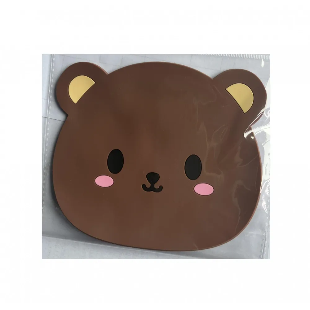Poháralátét, Vivimall, Medve mintás, PVC, 15,5 x 15,5 cm, Hőálló, Barna