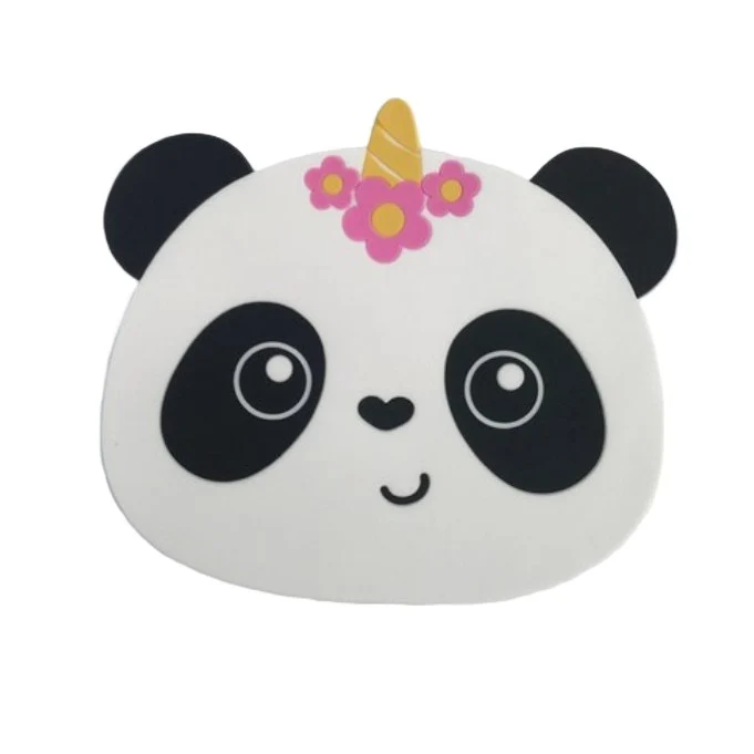 Poháralátét, Vivimall, Panda Maci Minta, PVC, 18,5x16 cm, Hőálló, Fehér/Fekete