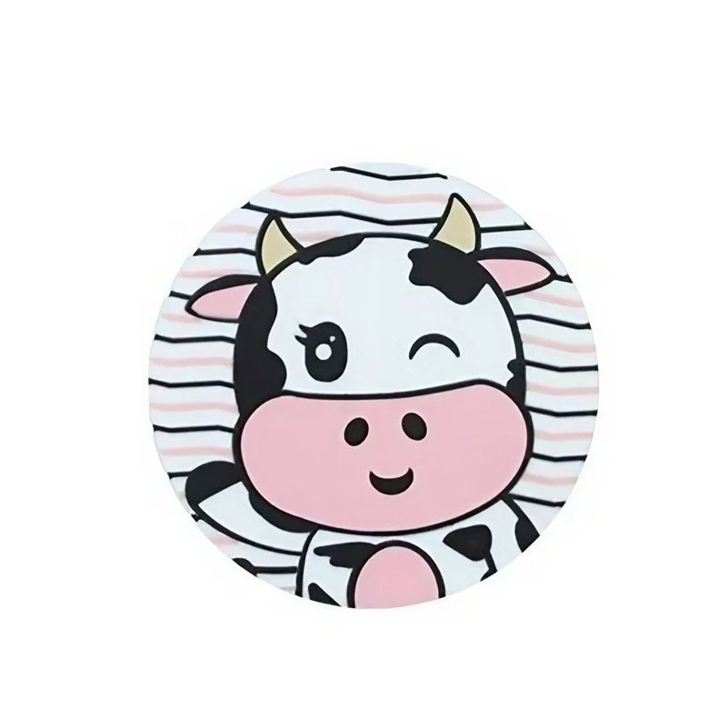 Poháralátét, Vivimall, Tehén mintás, PVC, 10 cm, Hőálló, Fehér/Fekete