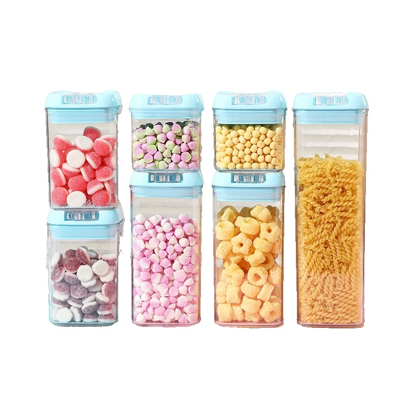 7 részes élelmiszer-tároló doboz szett, Vivimall, 2 x 500ml, 2 x 800ml, 2 x 1200ml, 1 x 1900 ml, kék tetővel, PP+PET, légm...