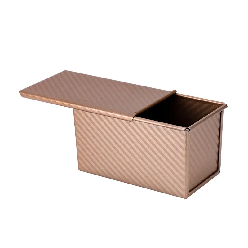 Sütőforma kenyérhez, Vivimall, szénacél, 450 g, fedővel, tapadásmentes, 21 x 11 x 11.5 cm, rózsaarany