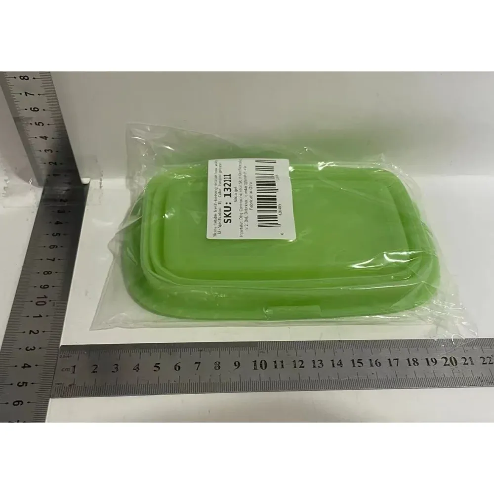 Szilikon ételtartó doboz, Vivimall, Összecsukható, 1L, 18.8 x 8 x 11.5 cm, Extrém hőálló, Zöld