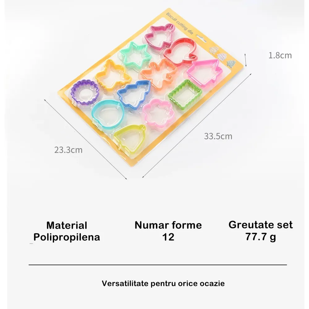 Vivimall 12 darabos sütemény kiszúró forma készlet, polipropilén anyag, különböző formák, minden alkalomra, mélység 1.6 cm...