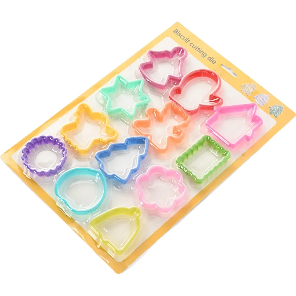 Vivimall 12 darabos sütemény kiszúró forma készlet, polipropilén anyag, különböző formák, minden alkalomra, mélység 1.6 cm...