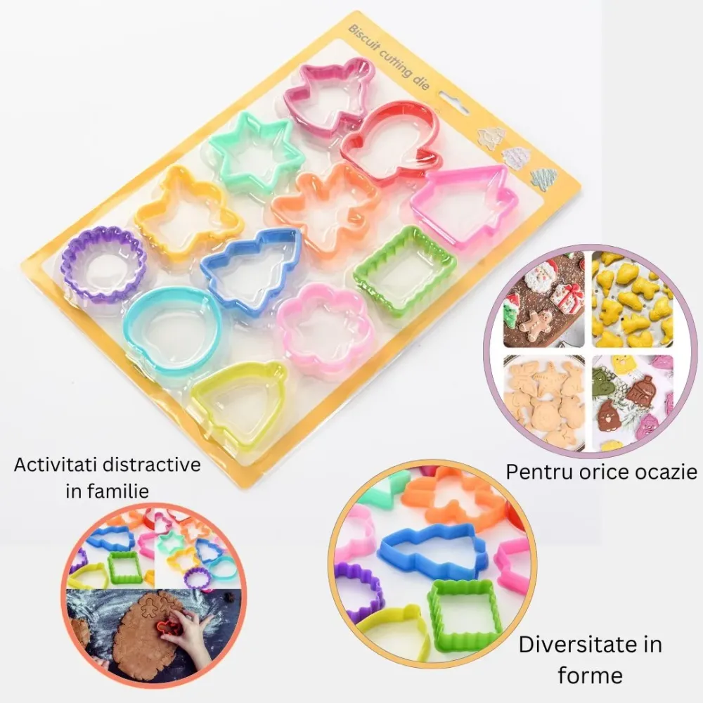 Vivimall 12 darabos sütemény kiszúró forma készlet, polipropilén anyag, különböző formák, minden alkalomra, mélység 1.6 cm...