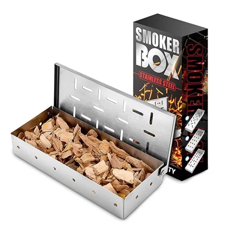 Vivimall grill füstölő doboz, rozsdamentes acél, 9.6x4.4x22.2 cm, ezüst