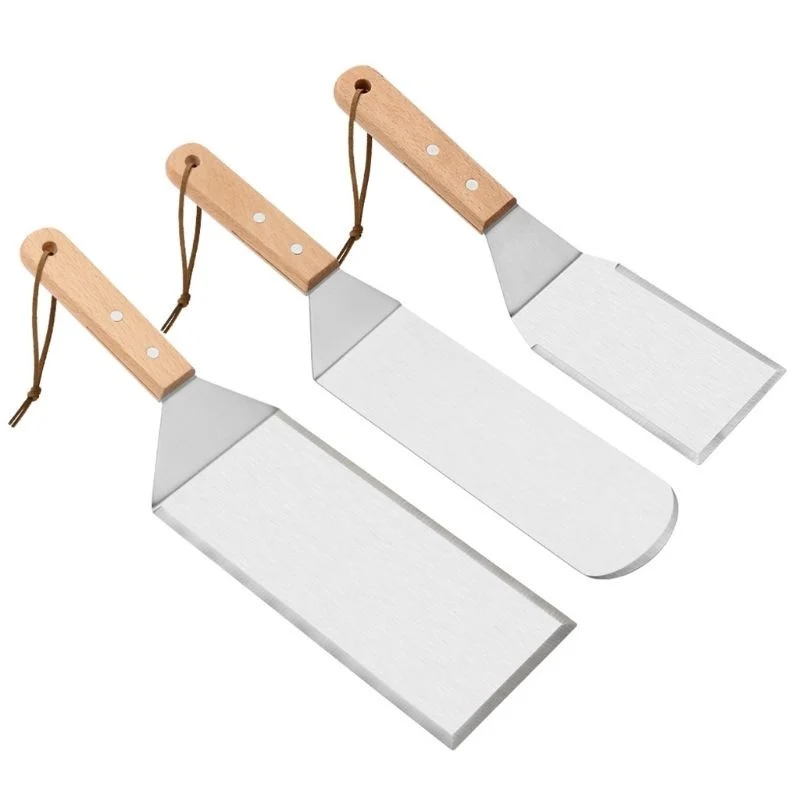 Vivimall grill lapátkészlet, 3 darabos, fém, vékony élek, tapadásmentes felület, magas hőmérsékletnek ellenálló, ergonomik...