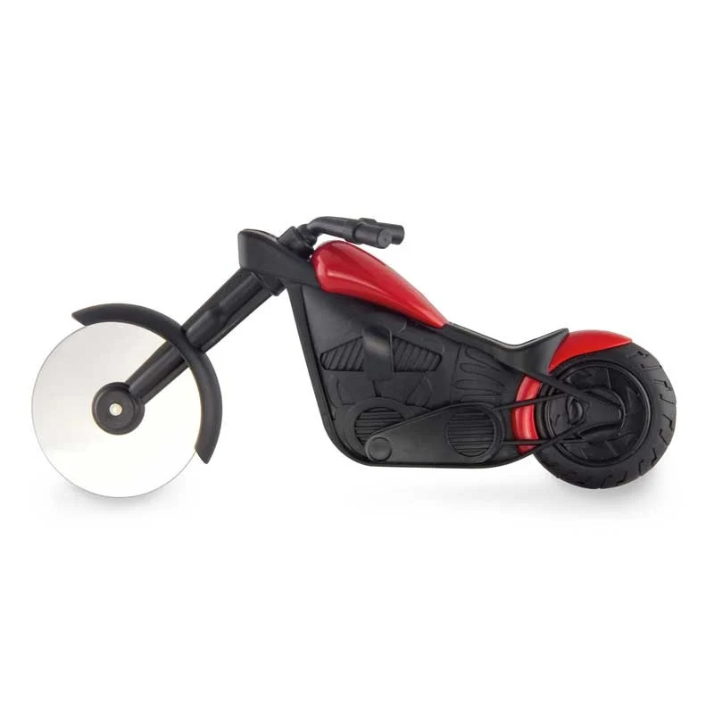 Vivimall kreatív pizzavágó, motor alakú, késtartóval, 21.5 x 9.5 cm, acél/PP, fekete