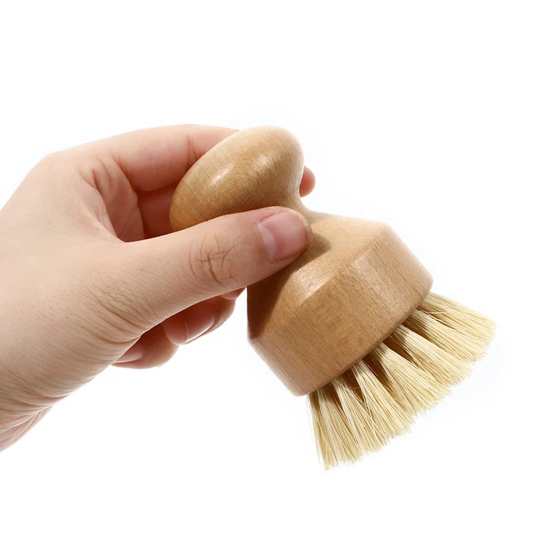 Vivimall Mosogatószer és Élelmiszerkefe, Bambusz Fa, 8 x 5 cm, Szizál Kefe, Barna