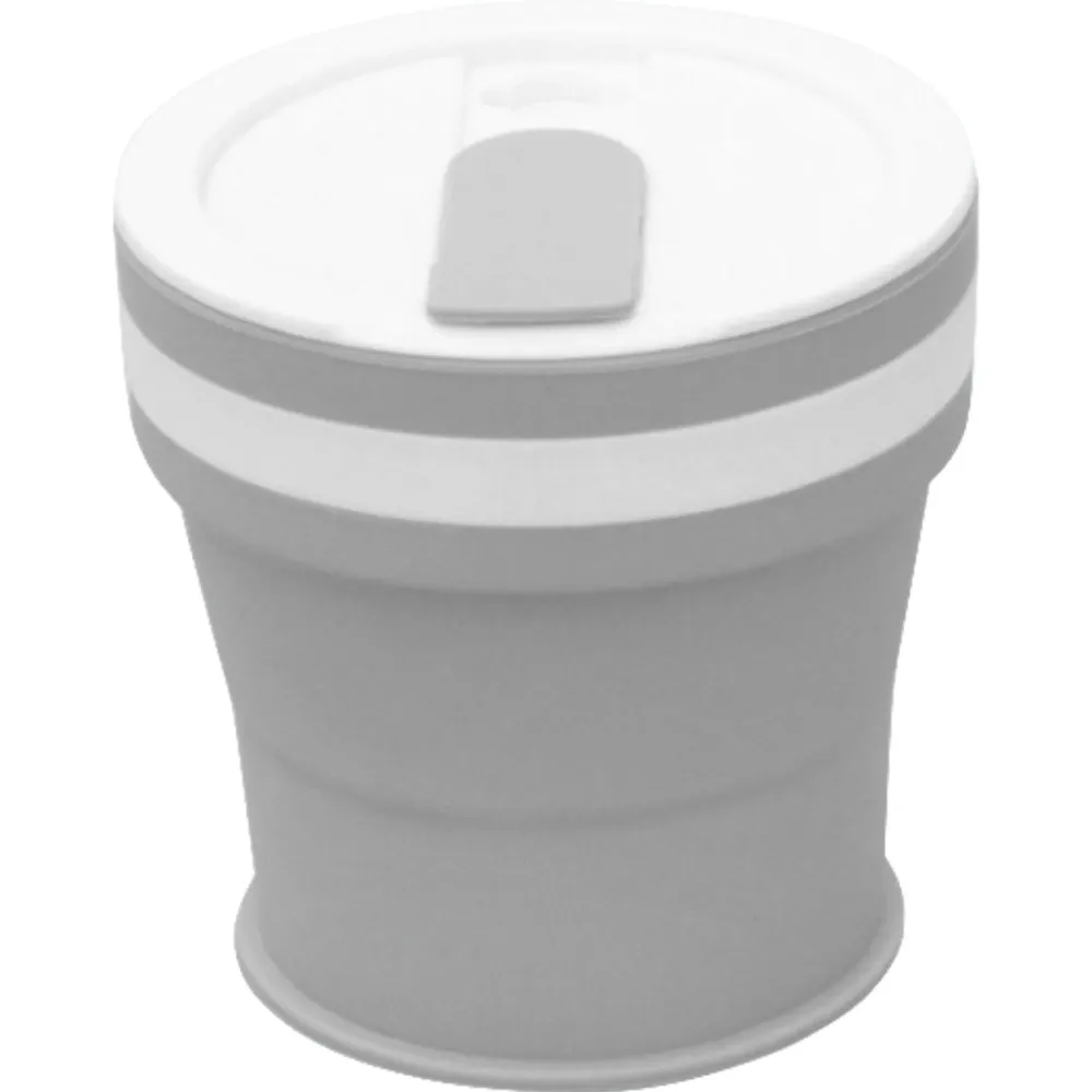 Vivimall összecsukható szilikon pohár, utazáshoz, 350 ml, szívószállal, 9 x 9.2 cm, szürke