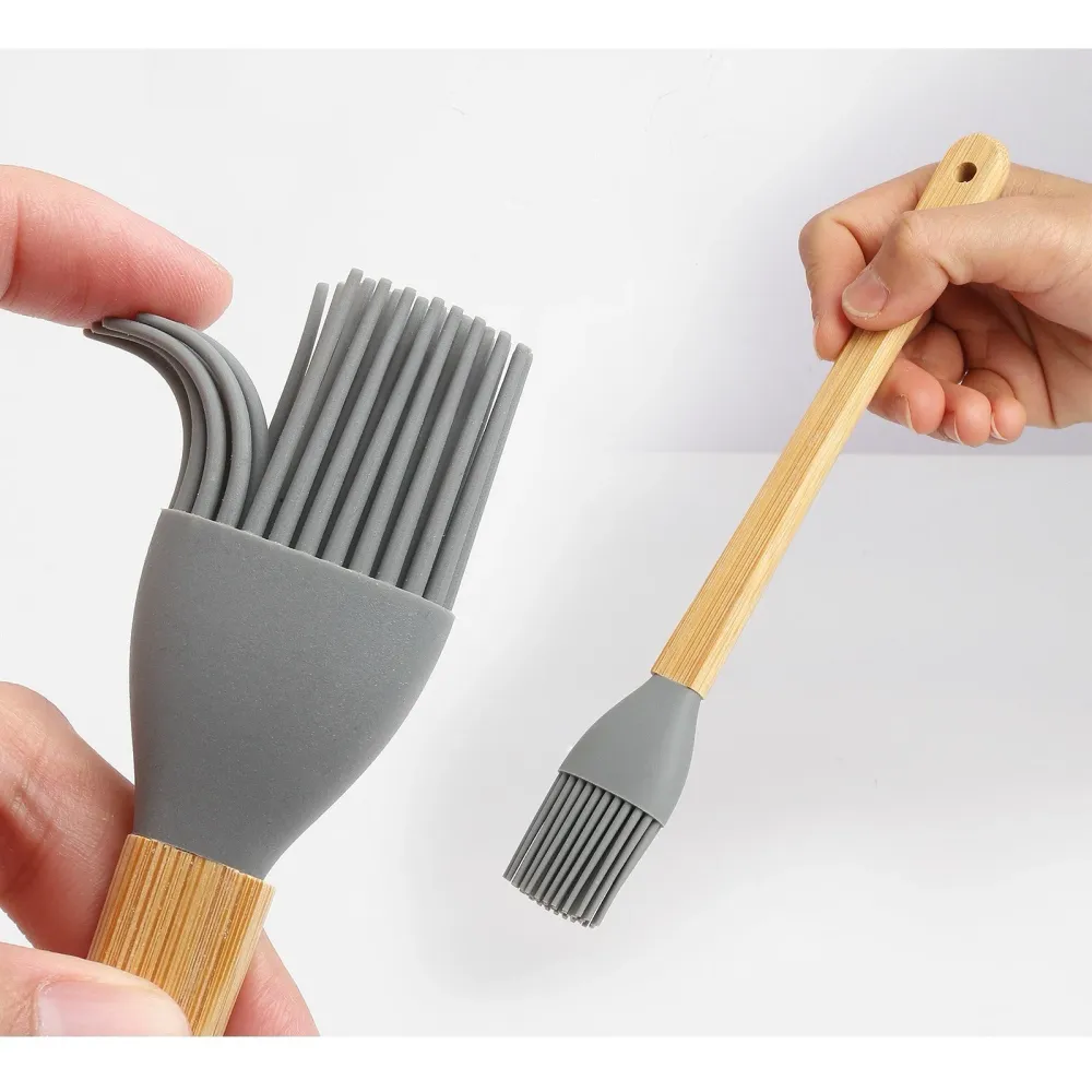 Vivimall szett 5 mini szilikon spatula, ecset, tölgy, többszínű
