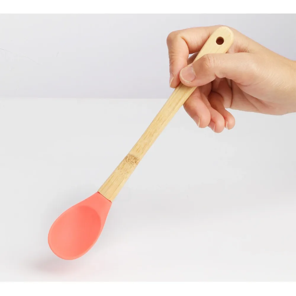 Vivimall szett 5 mini szilikon spatula, ecset, tölgy, többszínű