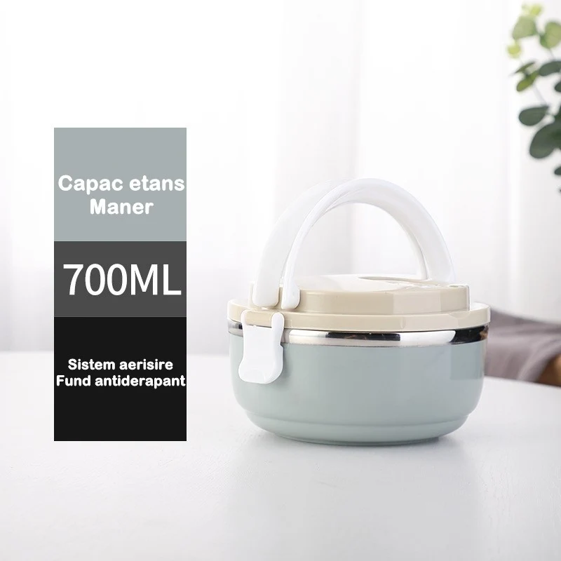 Vivimall ételtároló doboz, uzsonnás doboz, 700 ml, rozsdamentes acél, fogantyú, szellőző szelep, légmentesen záródó, 15 x...