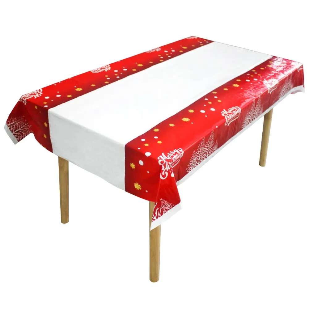 Vivimall téglalap alakú abrosz, PVC, 2,5 mm vastagság, Merry Christmas nyomtatással, karácsonyra alkalmas, többszörös felh...