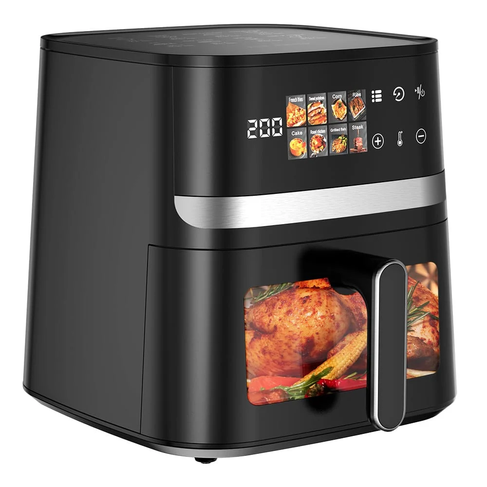 7L Légkeveréses fritőz, 1350 W, 8 előprogram, akár 85%-kal kevesebb zsír, átlátszó ablakkal, LED érintőképernyővel Patbrela