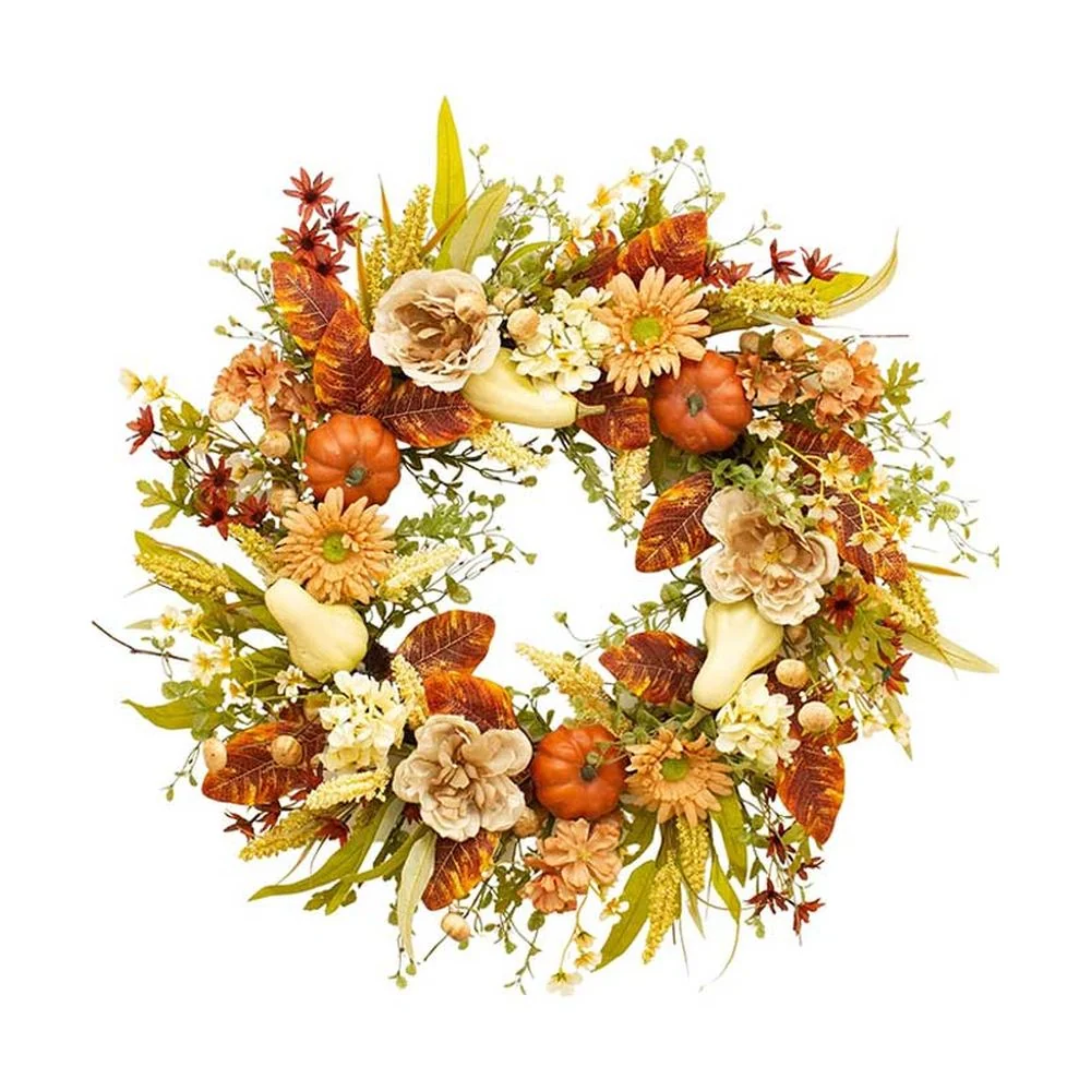 Őszi dísztökös koszorú műnövény Ø 75 cm "Pumpkin"