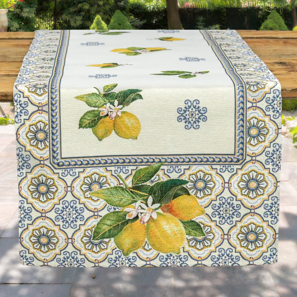 Capri citromos mediterrán asztali futó 44x140 cm Gépi gobelin