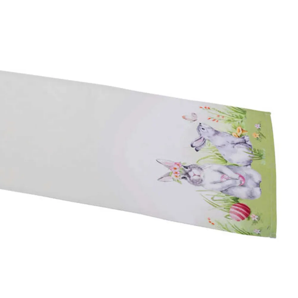 Húsvéti nyuszis asztali futó 40X150 cm fehér