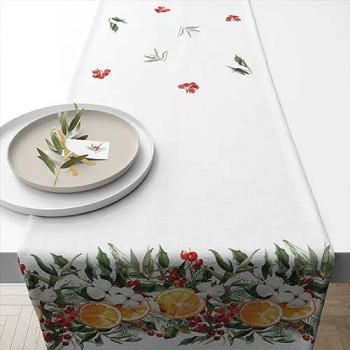 Karácsonyi pamut asztali futó 40x150 cm Téli Narancsvarázs