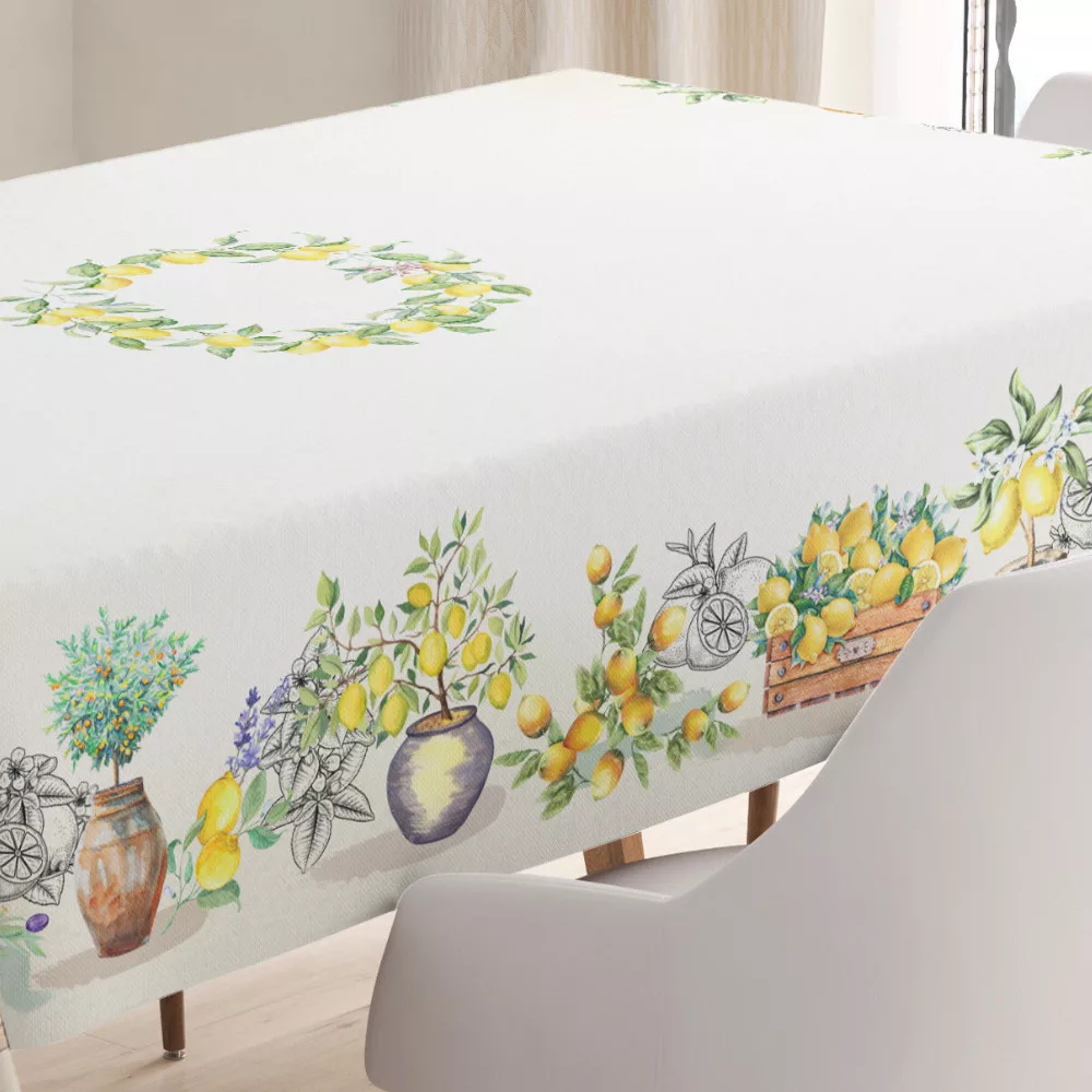 NAPOLI Citrom mintás mediterrán 137x240 cm asztalterítő Gépi gobelin