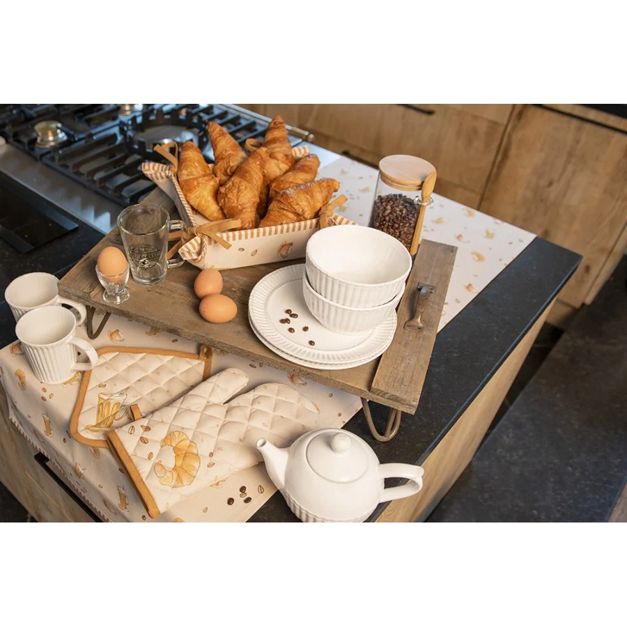 Pamut asztali futó 50X140 cm Croissant and Coffee
