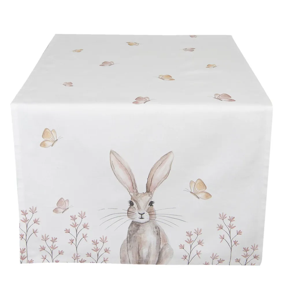 Vintage húsvéti nyuszi mintás pamut asztali futó Rustic Easter Bunny 50 140 cm